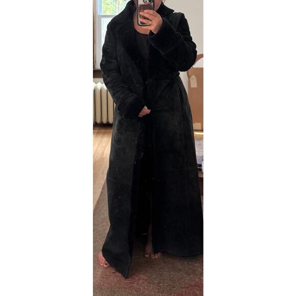Express Vintage Maximalist Suede Maxi Statement Coat - Black, Small - Picture 8 of 11